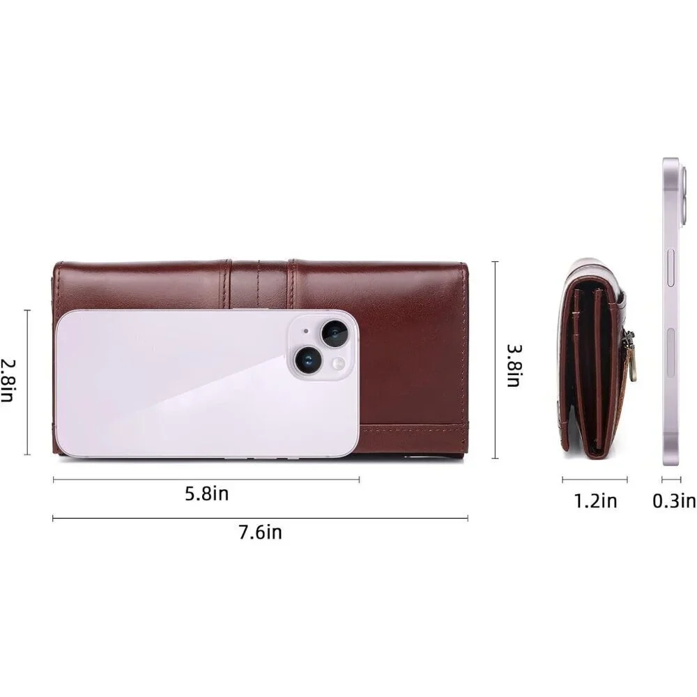 Slim Wallets for Women RFID Blocking Long Ladies Wallet Bifold Womens Leather Wa